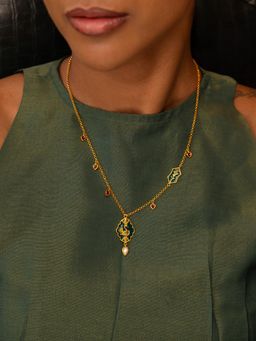 Shaya by CaratLane - Women Son Chiraiya Kundan Gold Plated 925 Silver Necklace