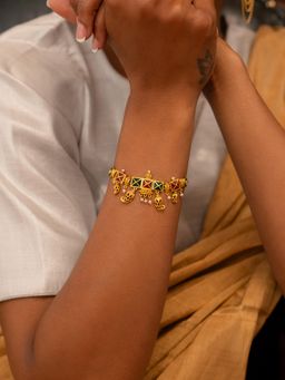 Shaya by CaratLane - Women Tareefan Multi-Color Kundan Gold Plated 925 Silver Bracelet