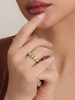 Estele - Women Premium Gold Tone Round Stone Crystal Adjustable Ring