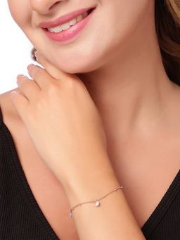 Carlton London - Women Rose Gold Plated Elegant Cz Drop Stone Bracelet