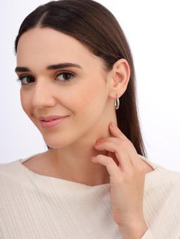 Carlton London - Women Rhodium Plated Silver Circular Hoop Earrings