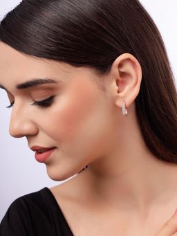 Carlton London - Women Rose Gold Plated Cz Square Hoop Earrings