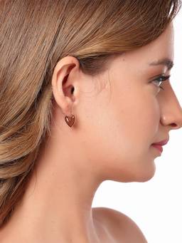 Carlton London - Women 18K Gold-Plated Brown Enamel Heart Hoop Earrings