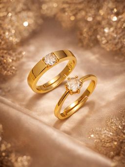 Carlton London - Women Gold Plated Cz Solitaire Couple Rings (Pack of 2)
