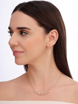 Carlton London - Women Rose Gold Plated Cz Stone Necklace Set