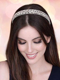 OOMPH - Women White Crystal Padded Hair Band