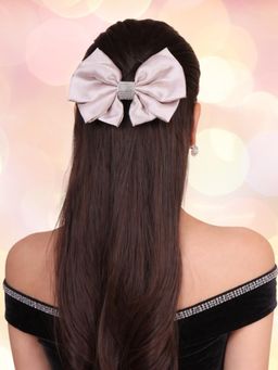 OOMPH - Women Light Pink Satin Hair Bow Clip