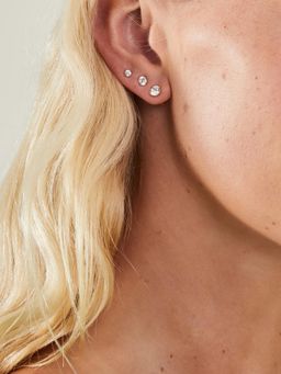 Accessorize London - Women Women 14K Gold-Plated Crystal Stud Earrings (Pack of 3)