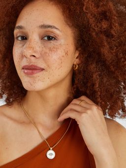 Accessorize London - Women Women 14K Gold-Plated Turquoise Stone Pearl Eye Pendant Necklace