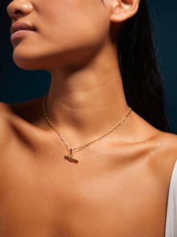 Accessorize London - Women Women 14K Gold-Plated T-Bar Pendant Necklace