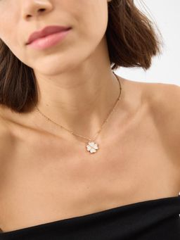 Accessorize London - Women Women White Lucky Clover Pendant Necklace