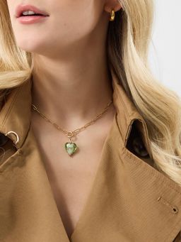 Accessorize London - Women Women Green Stone Heart Jewellery Charm