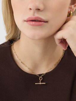 Accessorize London - Women Women Gold Chunky T-Bar Charm