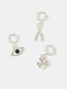 Accessorize London - Women Women Blue-White Diamante Lucky Jewellery Charms (Pack of 3)