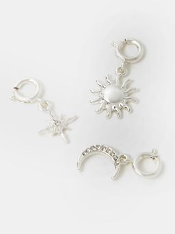 Accessorize London - Women Women White Stone Celestial Jewellery Charms (Pack of 3)