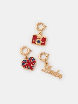 Accessorize London - Women Women Red-Blue London Jewellery Charms (Pack of 3)