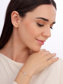 Carlton London - Women 925 Sterling Silver Rose Gold Plated Cz Square Bracelet