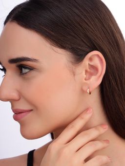 Carlton London - Women 925 Sterling Silver 18K Gold Plated Cz Heart Mini Circular Hoop Earrings