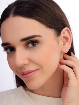 Carlton London - Women 925 Sterling Silver Rhodium Plated Cz Mini Stud Earrings