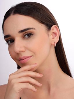 Carlton London - Women 925 Sterling Silver 18K Gold Plated Cz Hoop Earrings