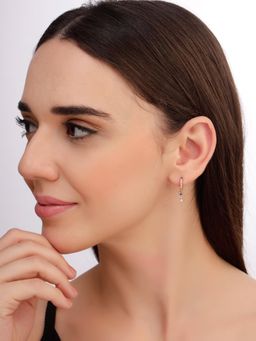 Carlton London - Women 925 Sterling Silver 18Kt Rose Gold Plated Topaz Cz Drop Earrings