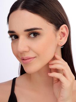 Carlton London - Women 925 Sterling Silver Rose Gold Plated Cz Jacket Drop Earrings