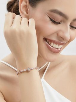 Estele - Women Premium Rose Gold Floral Cluster Adjustable Cuff