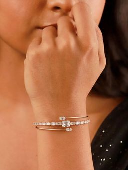 Estele - Women Rose Gold Baguette Crystal Layered Cuff