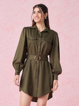 Twenty Dresses by Nykaa Fashion - Green Saving The Party Dress With Belt