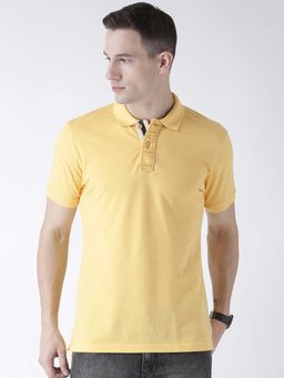 Club York - Men Yellow Solid Polo Collar T-Shirt