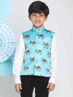 Vastramay - Boys Base Blue Nehru Jacket