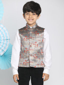 Vastramay - Boys Base Grey Nehru Jacket