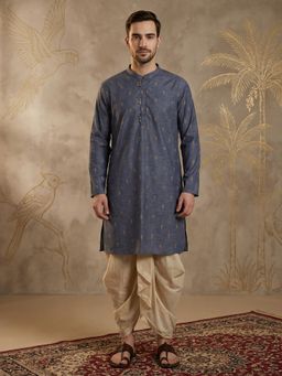 KUONS AVENUE - Lyocell Motifs Black Long Kurta