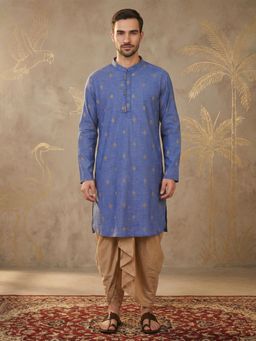 KUONS AVENUE - Lyocell Motifs Dark Navy Blue Long Kurta