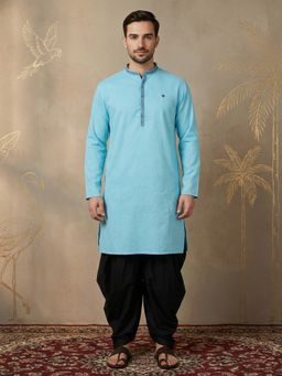 KUONS AVENUE - Lyocell Embroidered Blue Long Kurta