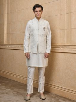TASVA - Ivory Embroidered Kurta with Pant and Jacket