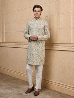 TASVA - Cream Printed Kurta with Pant