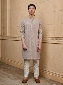 TASVA - Beige Embroidered Kurta with Pant