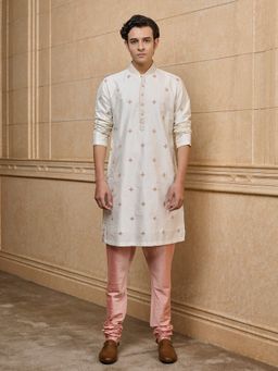 TASVA - Cream Embroidered Kurta with Pant