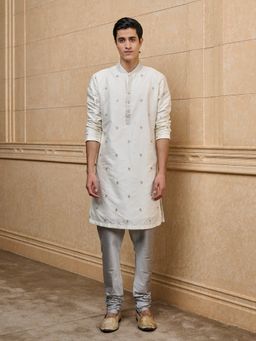 TASVA - Cream Embroidered Kurta with Pant