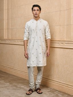 TASVA - Cream Embroidered Kurta with Pant