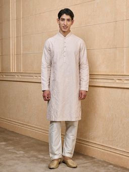 TASVA - Beige Embroidered Kurta with Pant