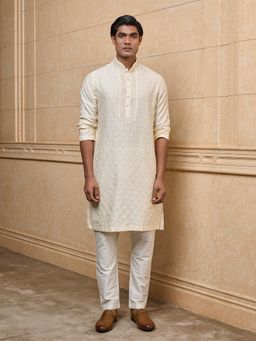 TASVA - Ivory Jacquard Kurta with Pant