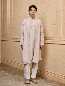 TASVA - Beige Embroidered Kurta with Pant and Stole