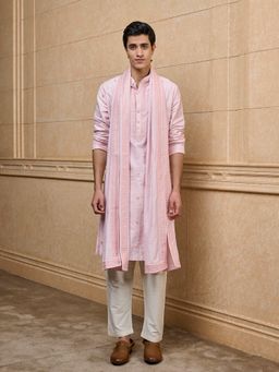 TASVA - Pink Embroidered Kurta with Pant and Stole