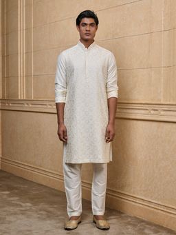 TASVA - Ivory Embroidered Kurta with Pant