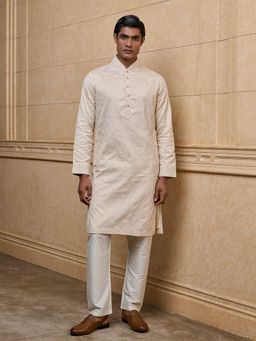 TASVA - Cream Embroidered Kurta with Pant