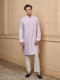 TASVA - Lilac Embroidered Kurta with Pant