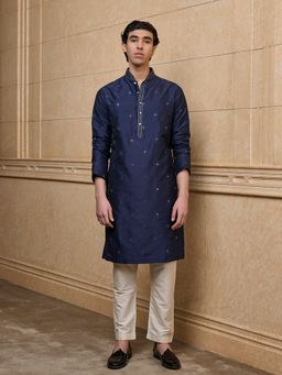 TASVA - Navy Embroidered Kurta with Pant