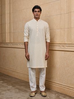 TASVA - Beige Printed Kurta with Pant